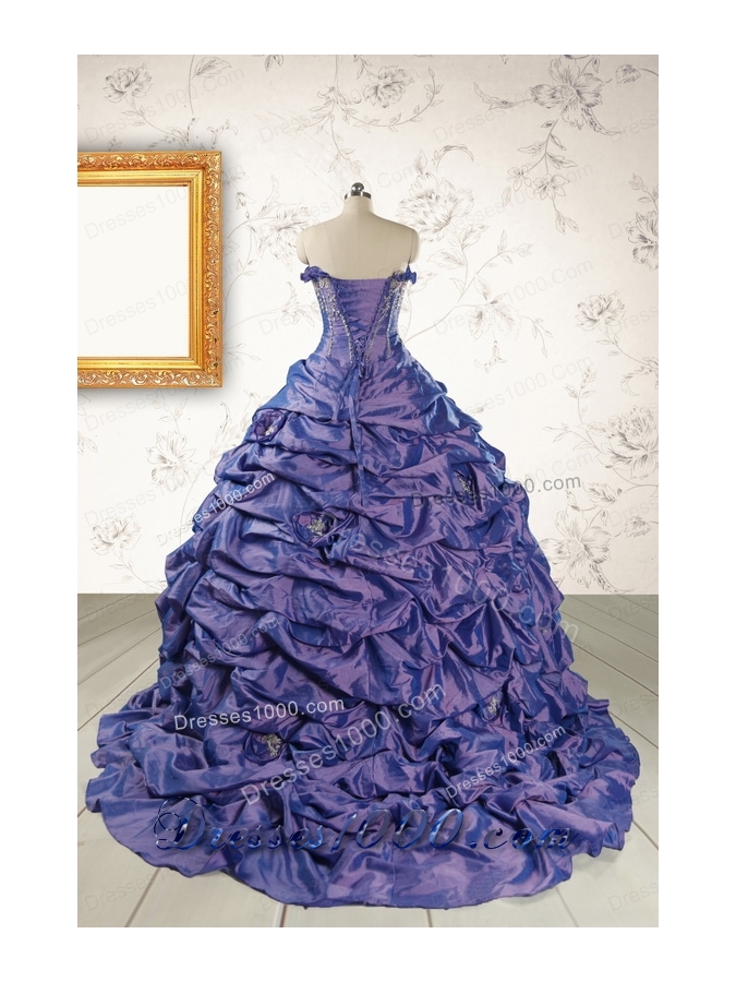 2015 Unique Purple Quinceanera Dresses with Brush Train