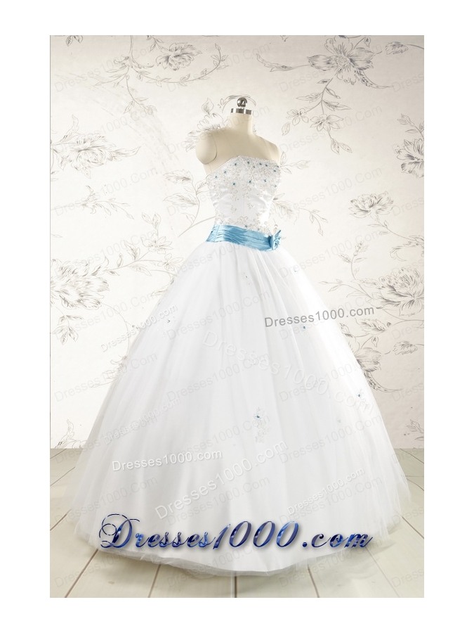 Appliques White Cheap Quinceanera Dresses with Wraps for 2015