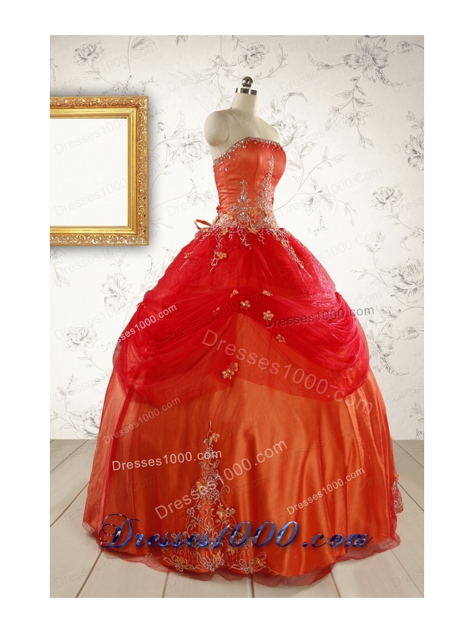 Beautiful Strapless Sweet 16 Dresses with Appliques