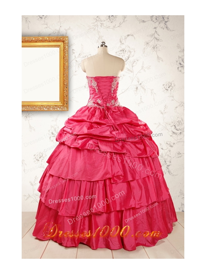 Most Popular Coral Red Sweet 16 Dresses with Appliques
