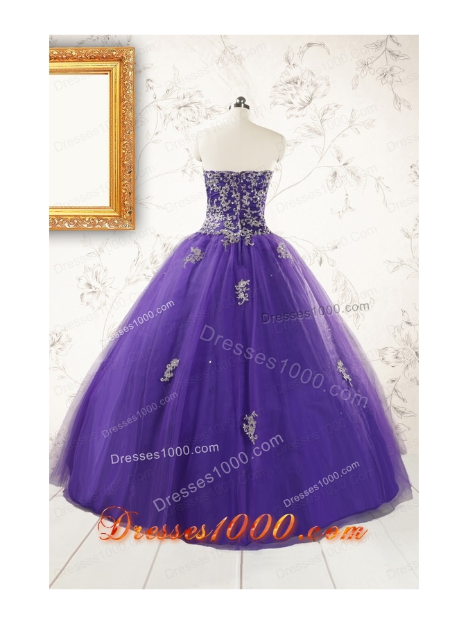 New Arrival Purple Quinceanera Dresses with Appliques and Beading