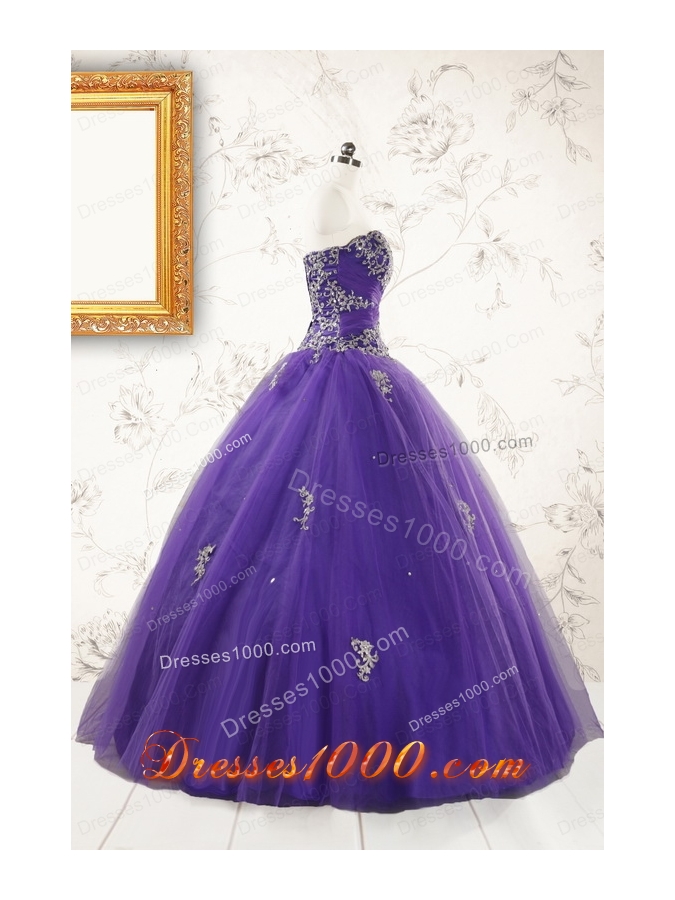 New Arrival Purple Quinceanera Dresses with Appliques and Beading