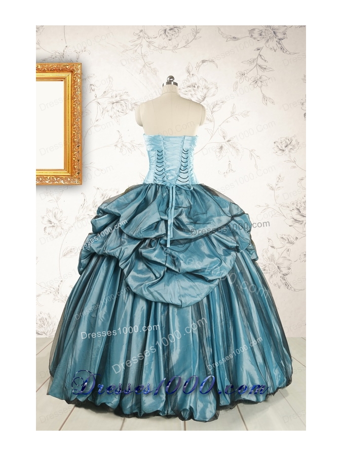 2015 Cheap Strapless Quinceanera Dresses in Teal