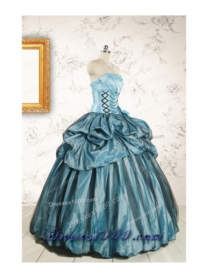 2015 Cheap Strapless Quinceanera Dresses in Teal
