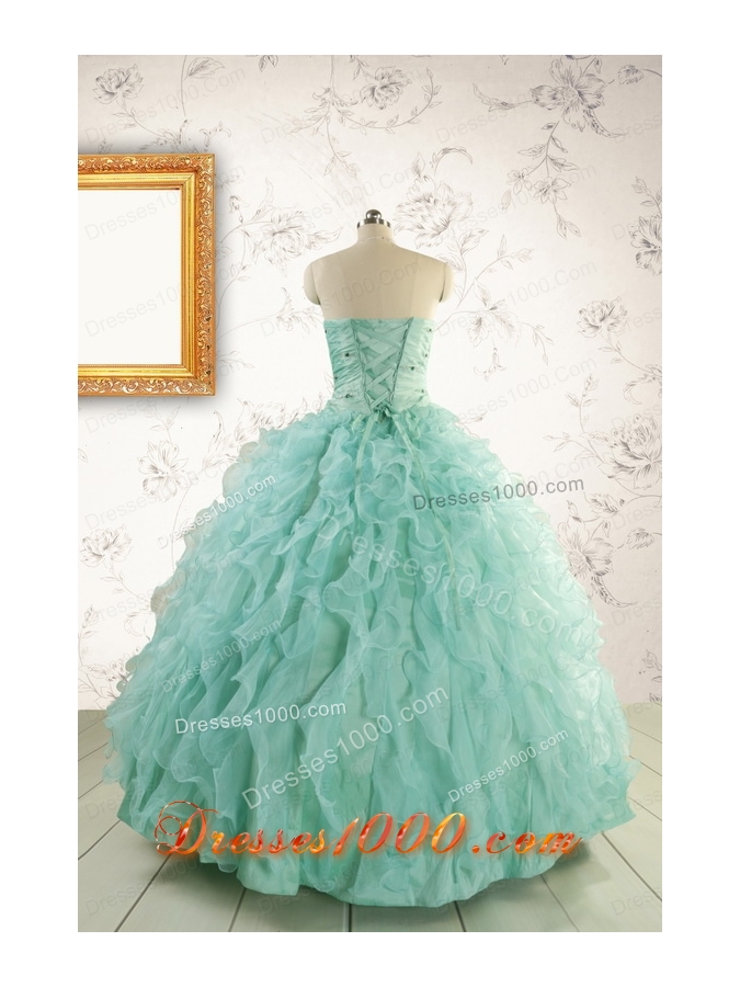 2015 Pretty Sweetheart Beading Quinceanera Dresses in Apple Green
