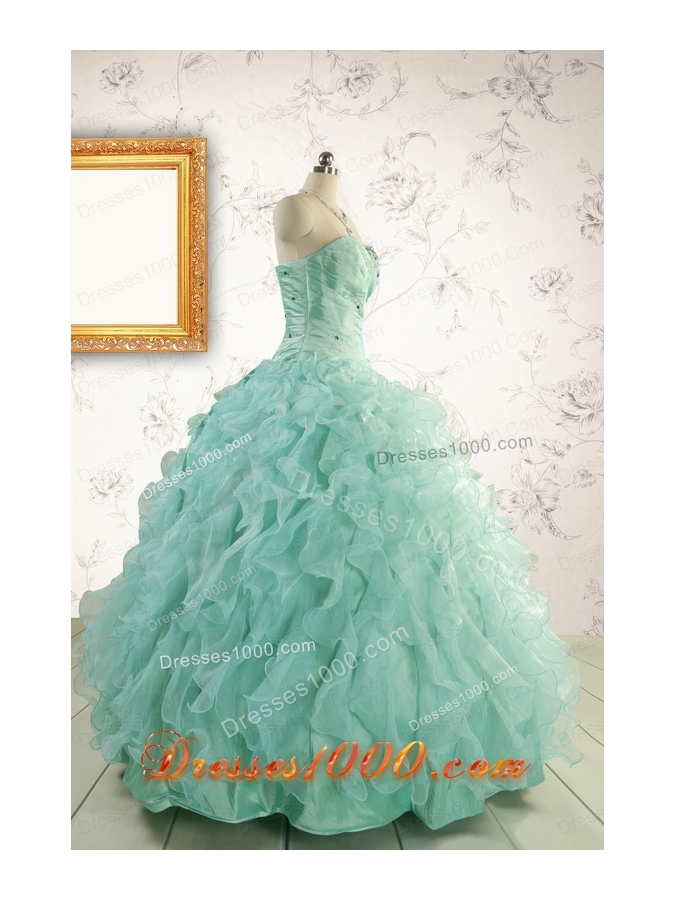 2015 Pretty Sweetheart Beading Quinceanera Dresses in Apple Green