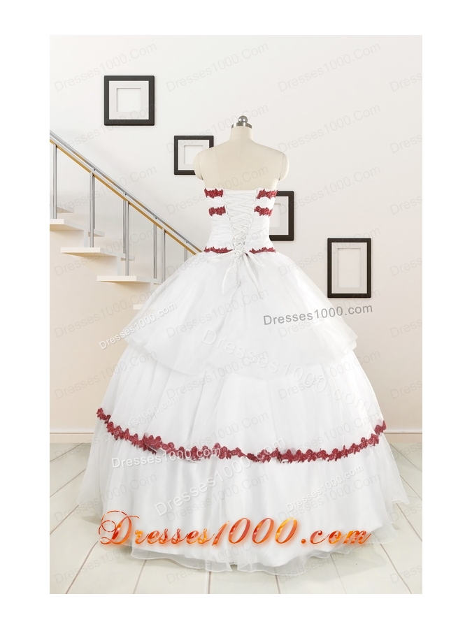 2015 Sweetheart Ball Gown Quinceanera Dresses with Appliques