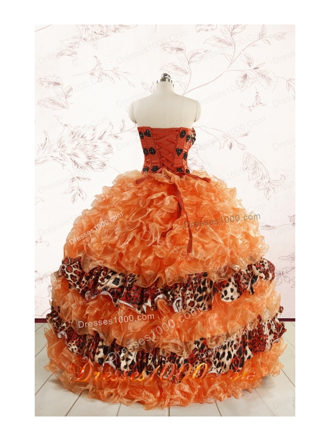 Beautiful Orange Quinceanera Dresses with Ruffles