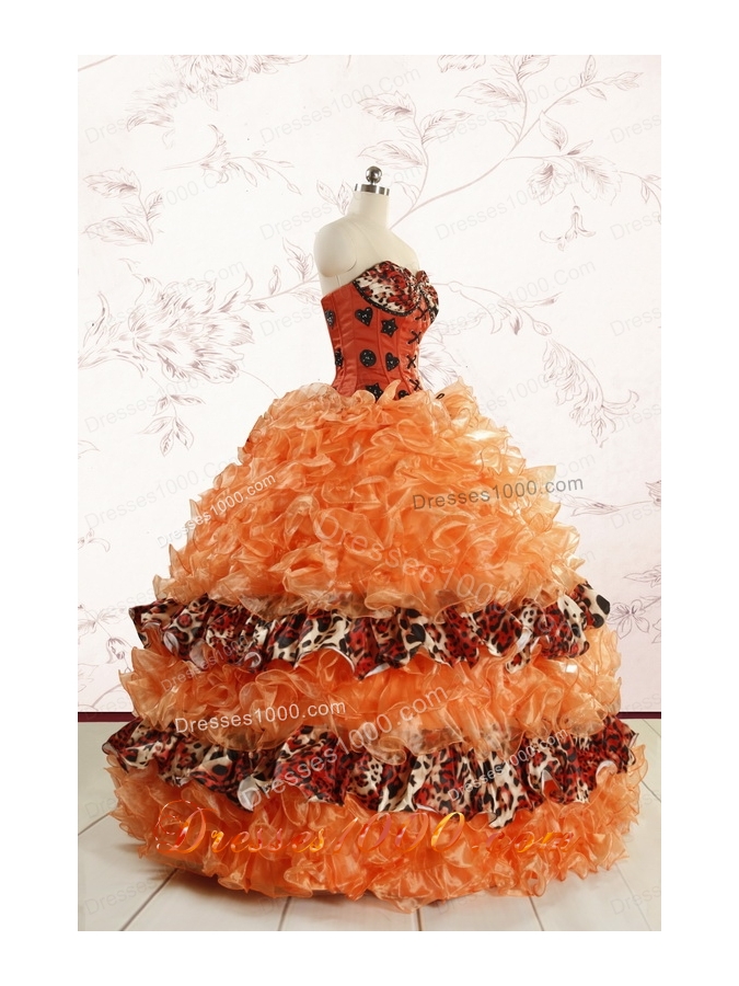 Beautiful Orange Quinceanera Dresses with Ruffles