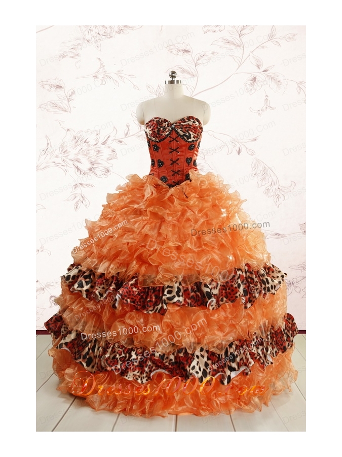 Beautiful Orange Quinceanera Dresses with Ruffles