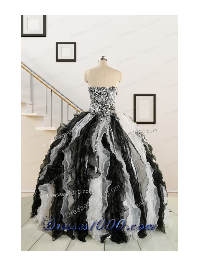 Discount Quinceanera Dress with Zebra and Ruffles