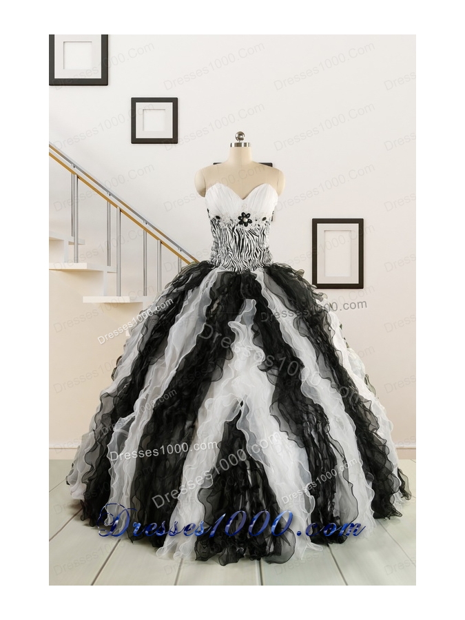 Discount Quinceanera Dress with Zebra and Ruffles