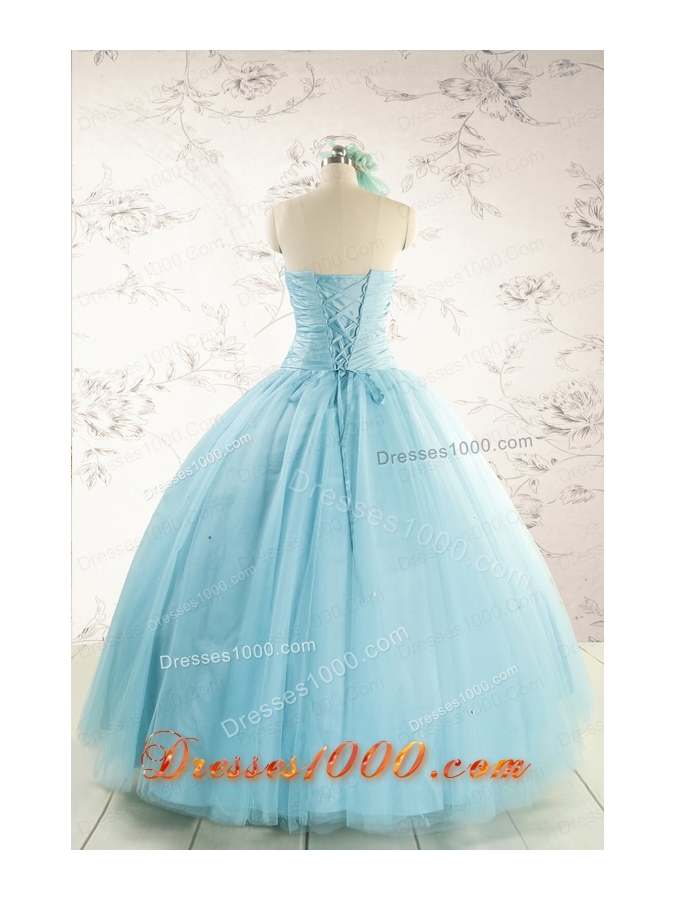Elegant Beading 2015 Quinceanera Dress in Baby Blue