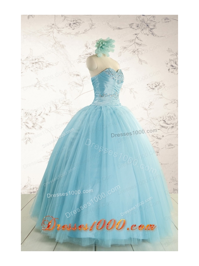 Elegant Beading 2015 Quinceanera Dress in Baby Blue