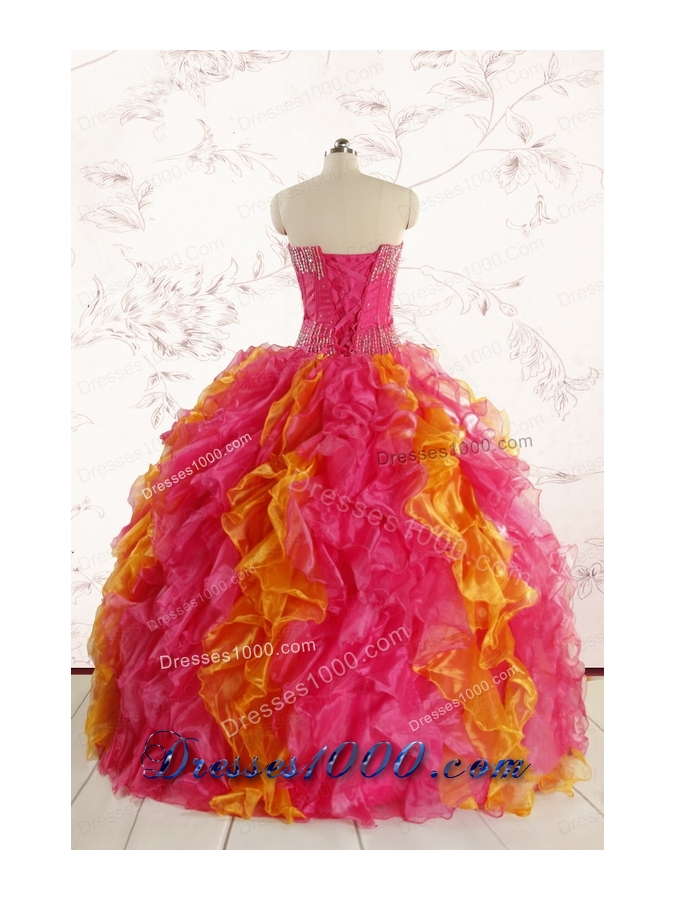 Luxurious Puffy Multi Color Quinceanera Dresses with Beading and Ruffles