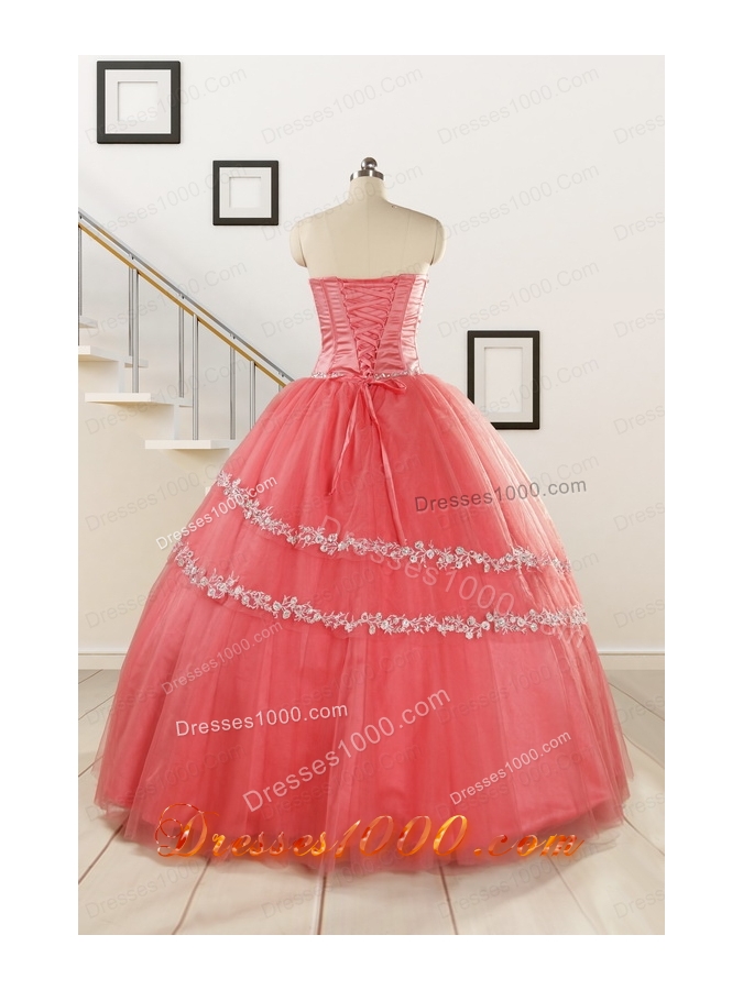 New Style Watermelon Quinceanera Dresses with Beading for 2015