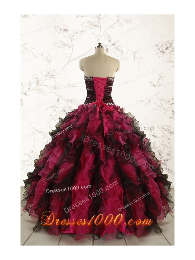 Perfect Beading Multi Color 2015 Quinceanera Dresses with Sweetheart