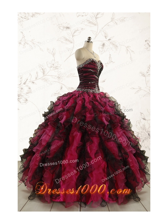 Perfect Beading Multi Color 2015 Quinceanera Dresses with Sweetheart