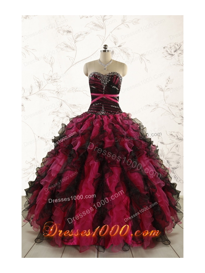 Perfect Beading Multi Color 2015 Quinceanera Dresses with Sweetheart