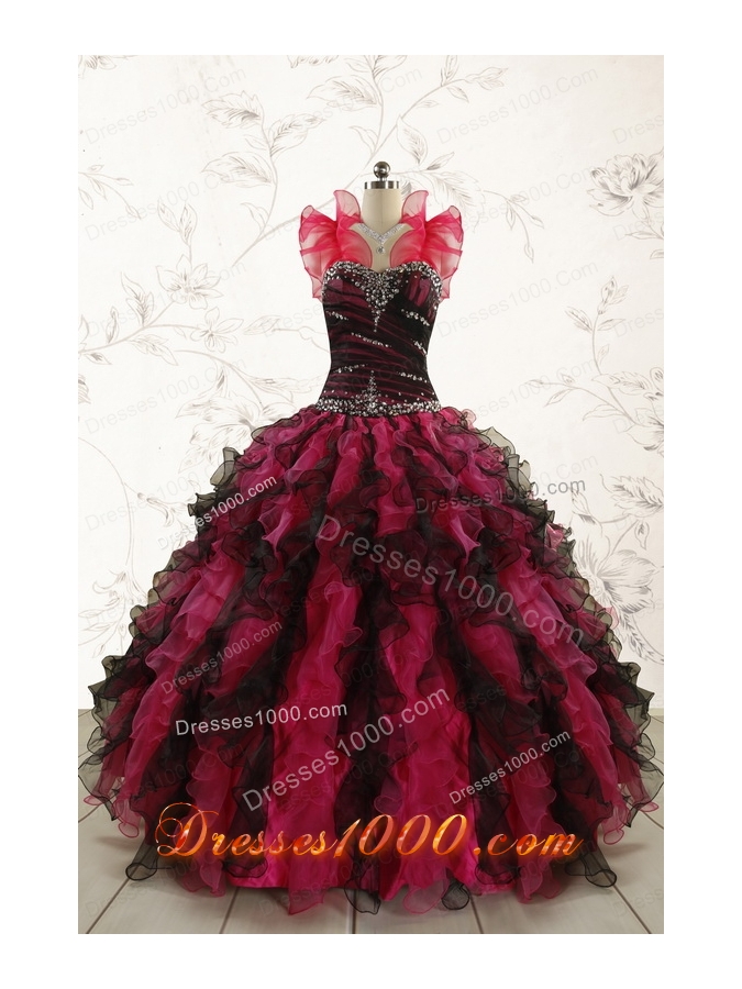 Perfect Beading Multi Color 2015 Quinceanera Dresses with Sweetheart
