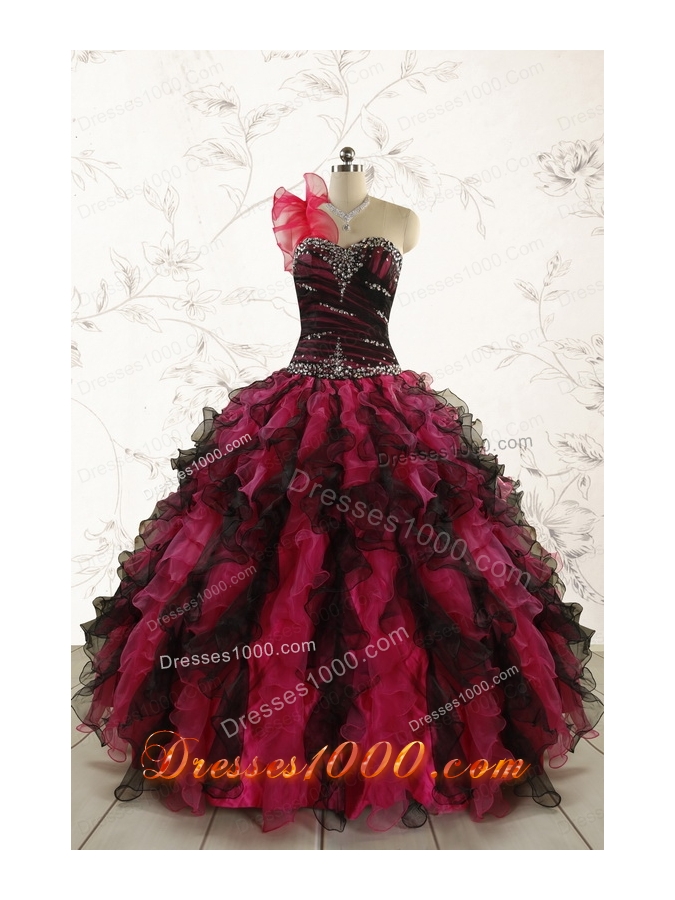 Perfect Beading Multi Color 2015 Quinceanera Dresses with Sweetheart