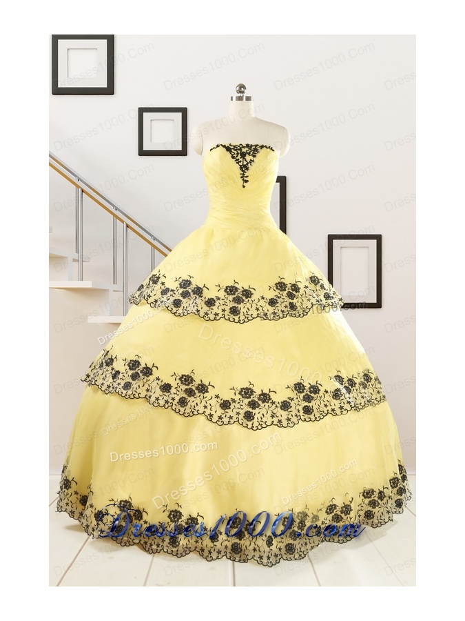 Pretty Ball Gown Appliques Quinceanera Dress for 2015