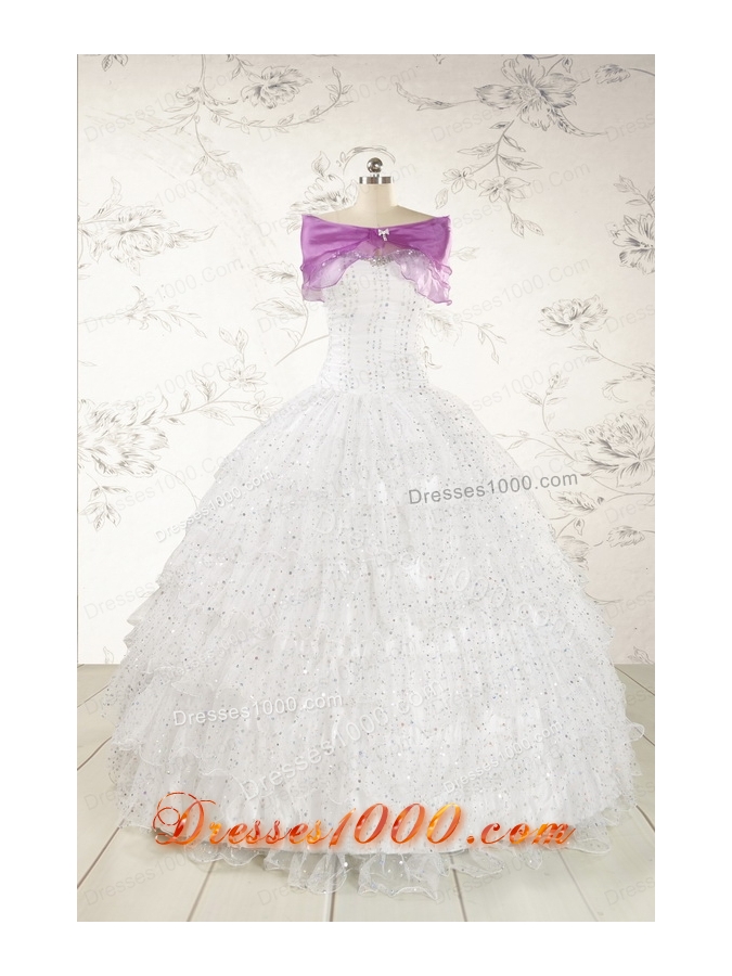 The Most Popular White Sequins Ball Gown Quinceanera Dresses for 2015