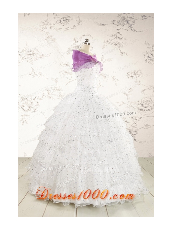 The Most Popular White Sequins Ball Gown Quinceanera Dresses for 2015