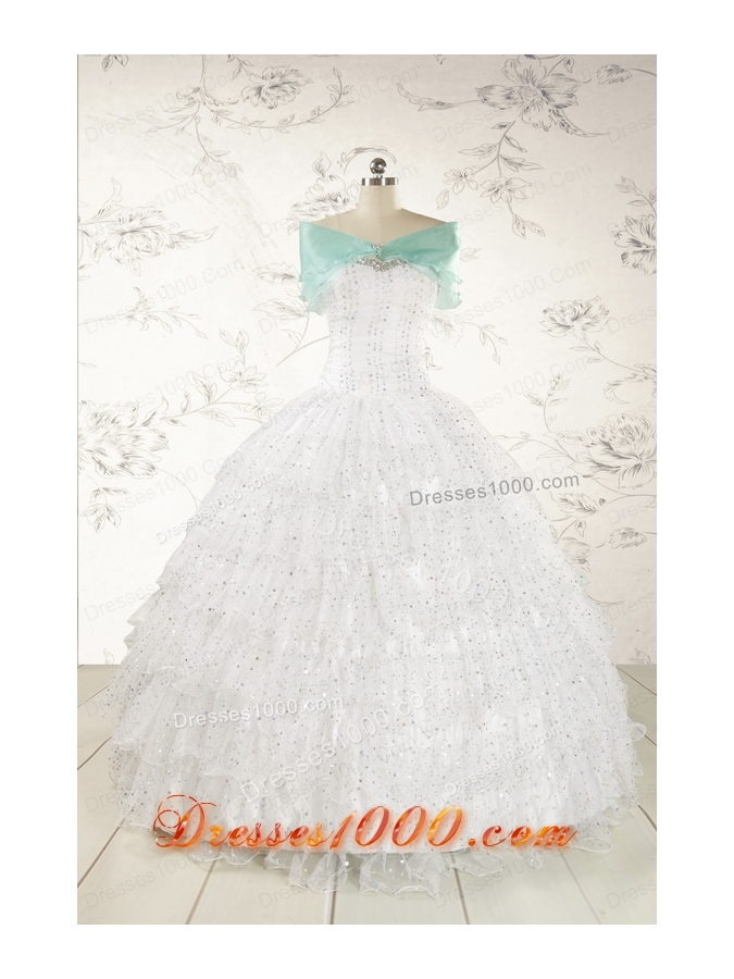 The Most Popular White Sequins Ball Gown Quinceanera Dresses for 2015