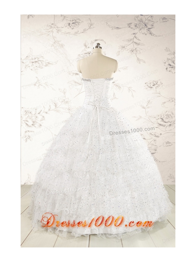 The Most Popular White Sequins Ball Gown Quinceanera Dresses for 2015
