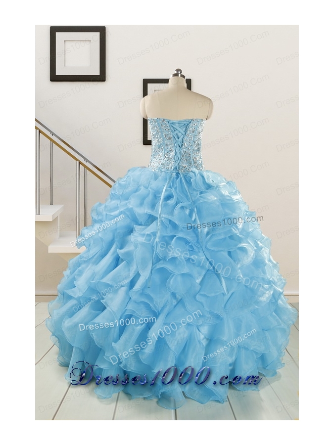 Luxurious Beading Blue Quinceanera Dresses for 2015