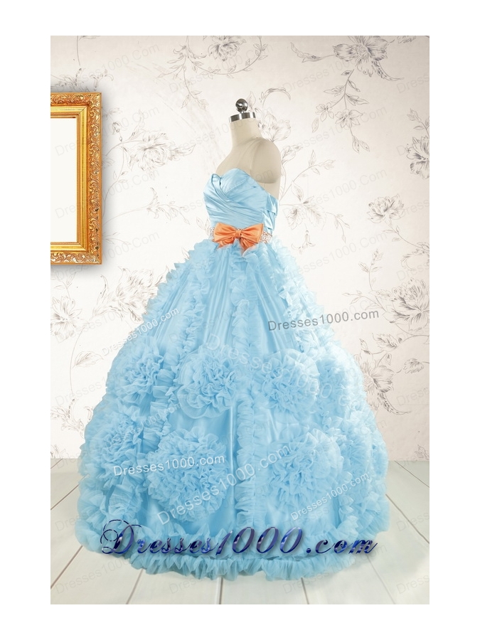 Unique Beading Aqua Blue Quinceanera Dresses for 2015