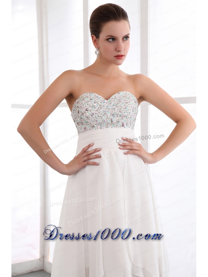 Beading White Empire Sweetheart Prom Dress for 2015