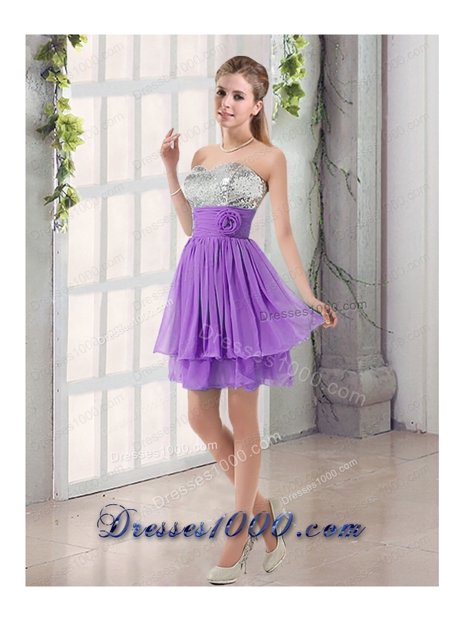 Sweetheart A Line Prom Dress with Sequins and Handle Made Flowers