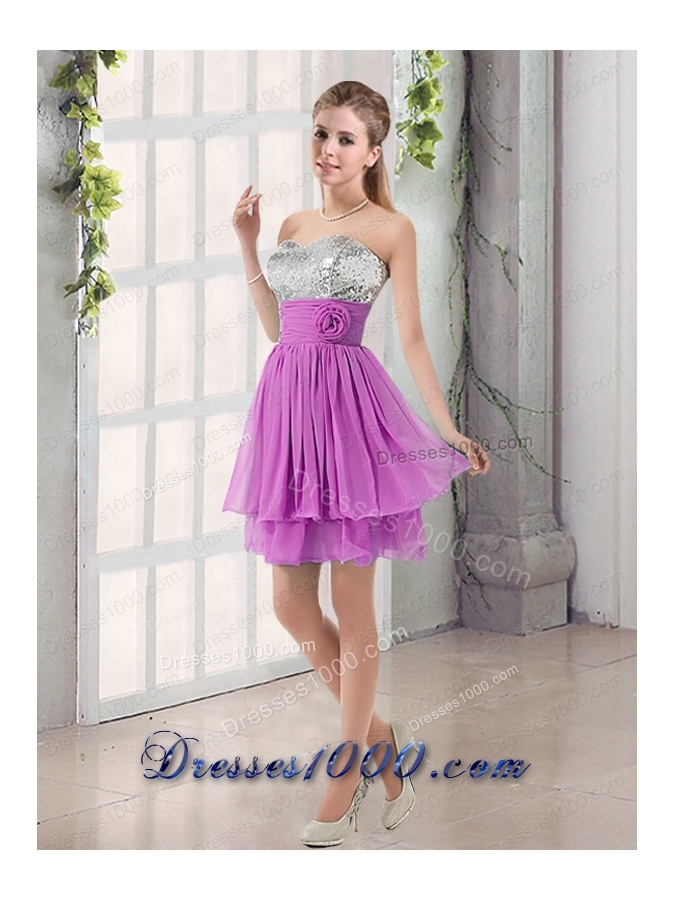 Sweetheart A Line Prom Dress with Sequins and Handle Made Flowers