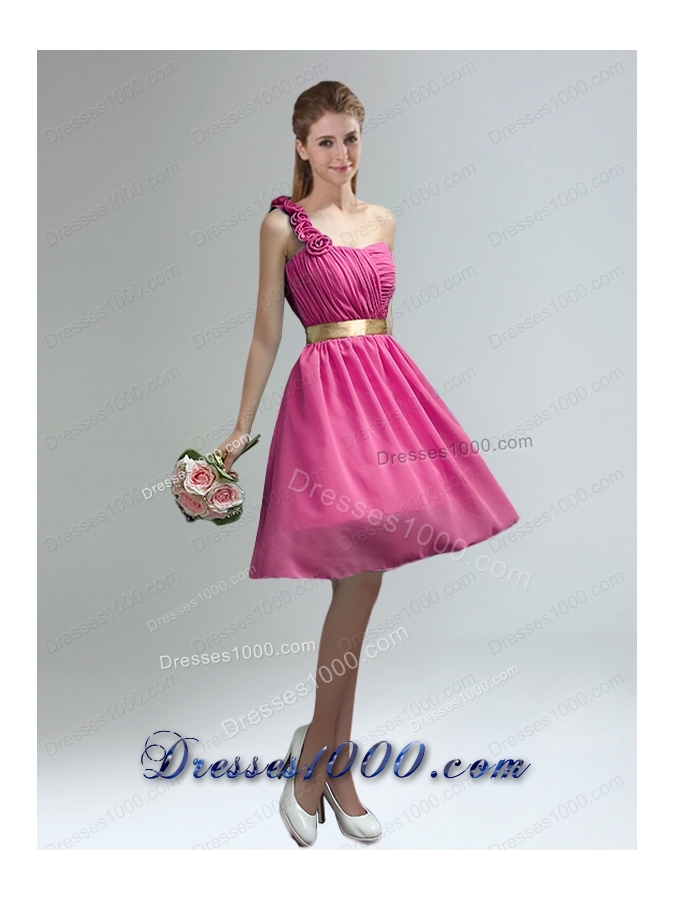 Unique One Shoulder Ruches Teal Prom Dresses with Belt