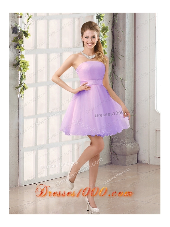 2015 A Line Belt Mini Length Prom Dress with Strapless