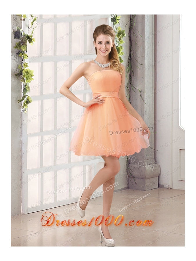 2015 A Line Belt Mini Length Prom Dress with Strapless