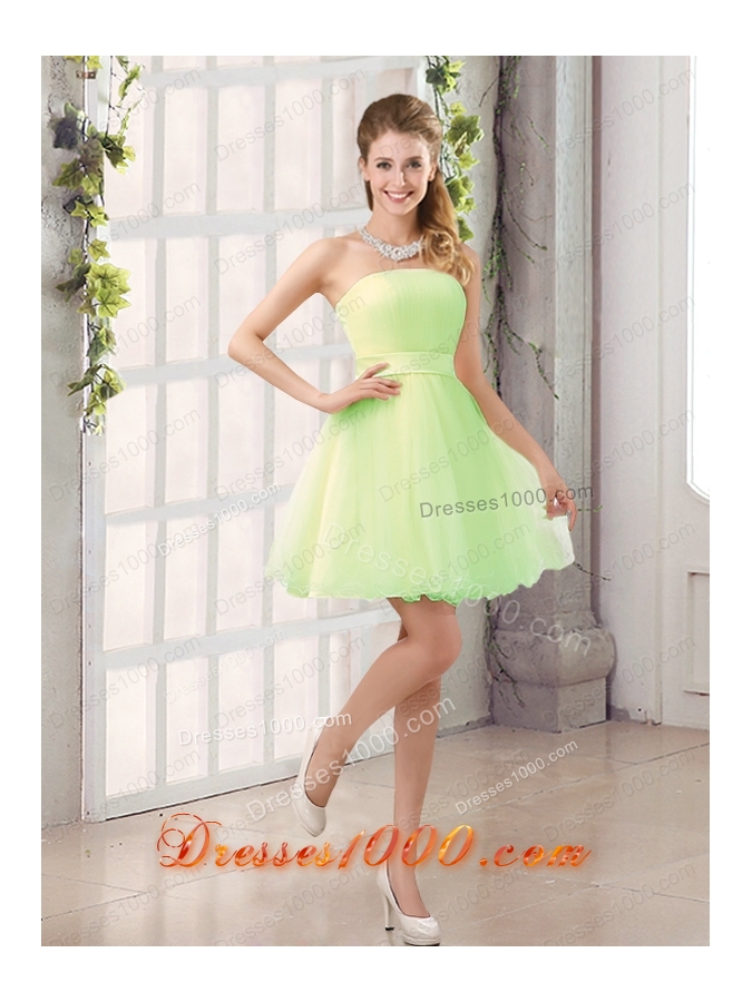 2015 A Line Belt Mini Length Prom Dress with Strapless