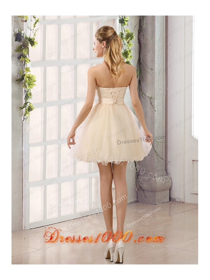 2015 A Line Belt Mini Length Prom Dress with Strapless