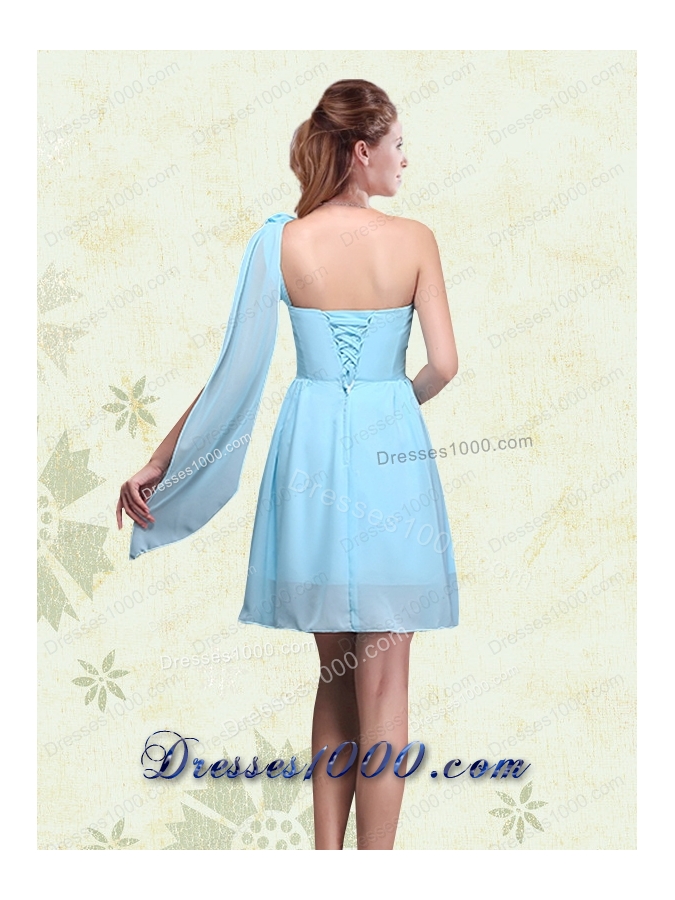 A Line Ruching Chiffon Prom Dresses with One Shoulder