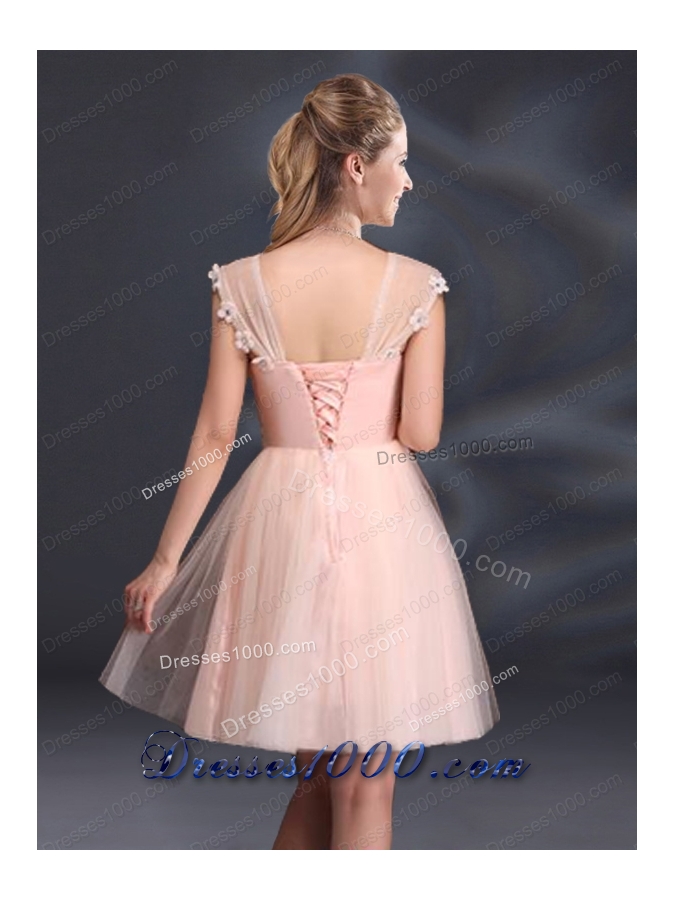 A Line Tulle 2015 Sturning Prom Dresses with Straps