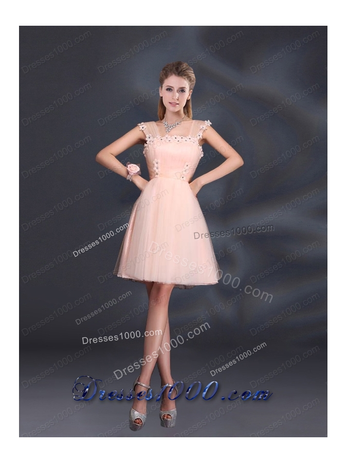 A Line Tulle 2015 Sturning Prom Dresses with Straps