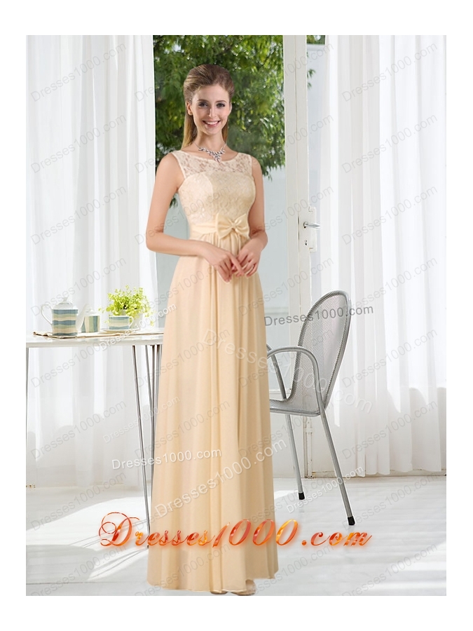 Bateau Empire Prom Dress with Lace and Belt