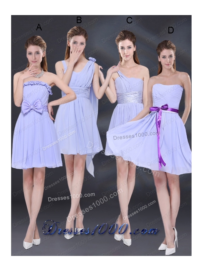 Chiffon Ruching 2015 Lavender Prom Dress with One Shoulder