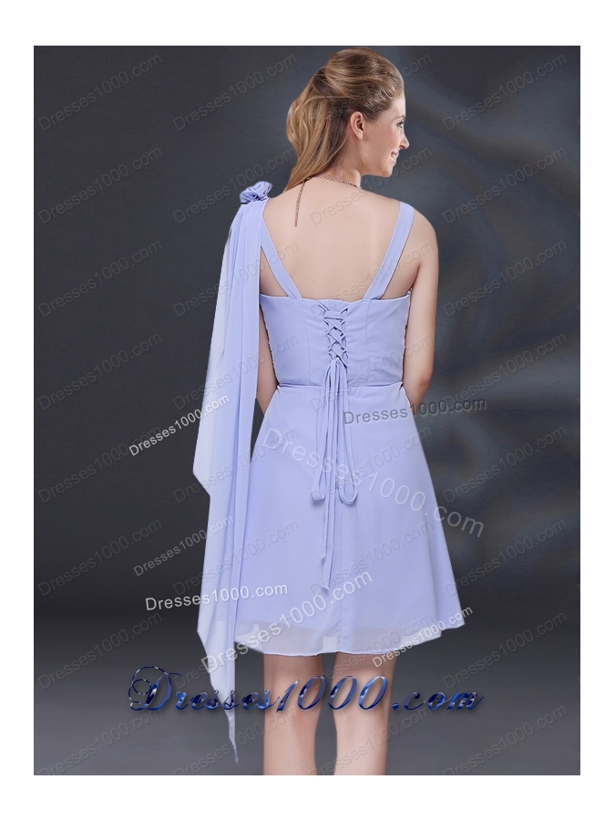 Chiffon Ruching 2015 Lavender Prom Dress with One Shoulder