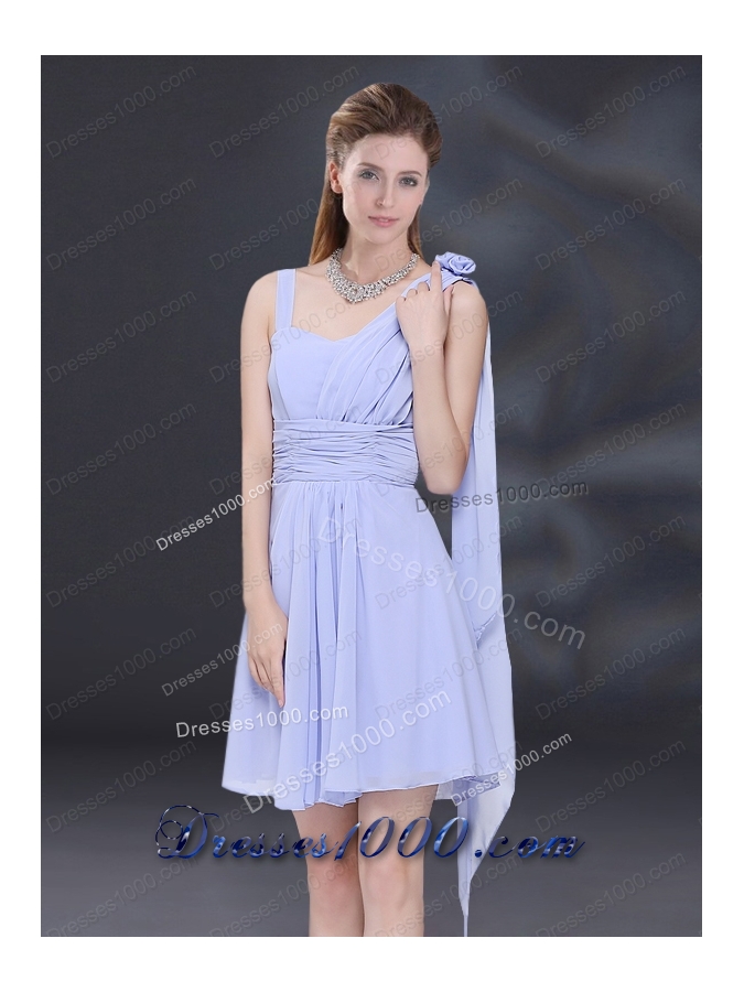 Chiffon Ruching 2015 Lavender Prom Dress with One Shoulder