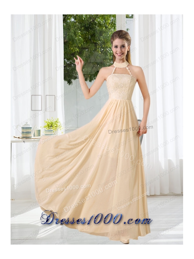 Halter Empire 2015 Classical Prom Dress with Lace