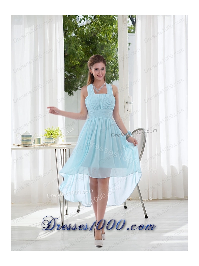 Halter Ruching 2015 Natural Chiffon Prom Dress