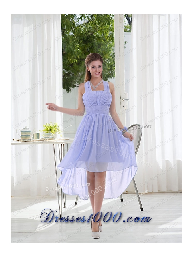 Halter Ruching 2015 Natural Chiffon Prom Dress